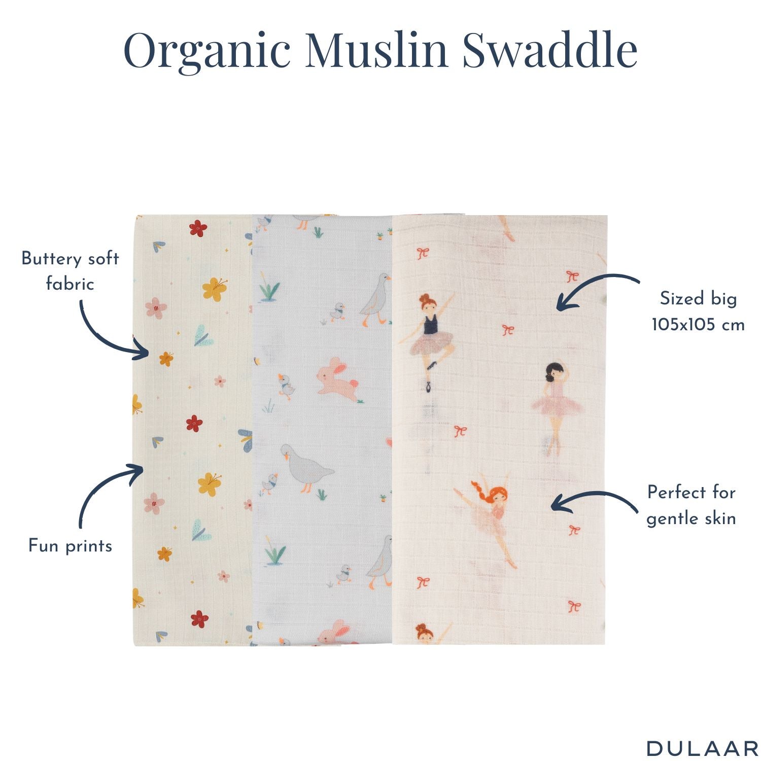 Organic Muslin Swaddle (Set of 3)
