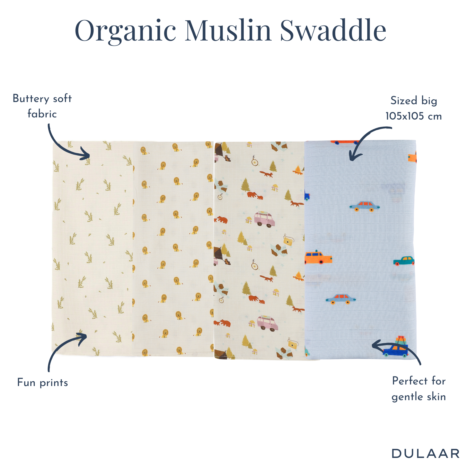 Organic Muslin Swaddle (Set of 4)