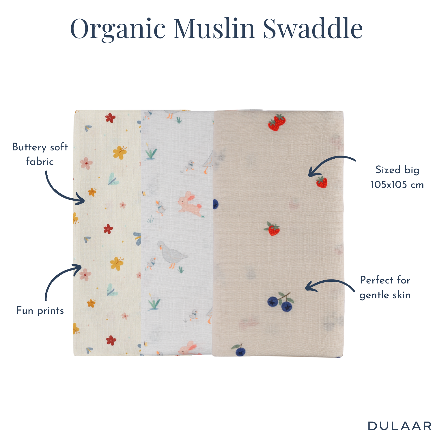 Organic Muslin Swaddle (Set of 3)