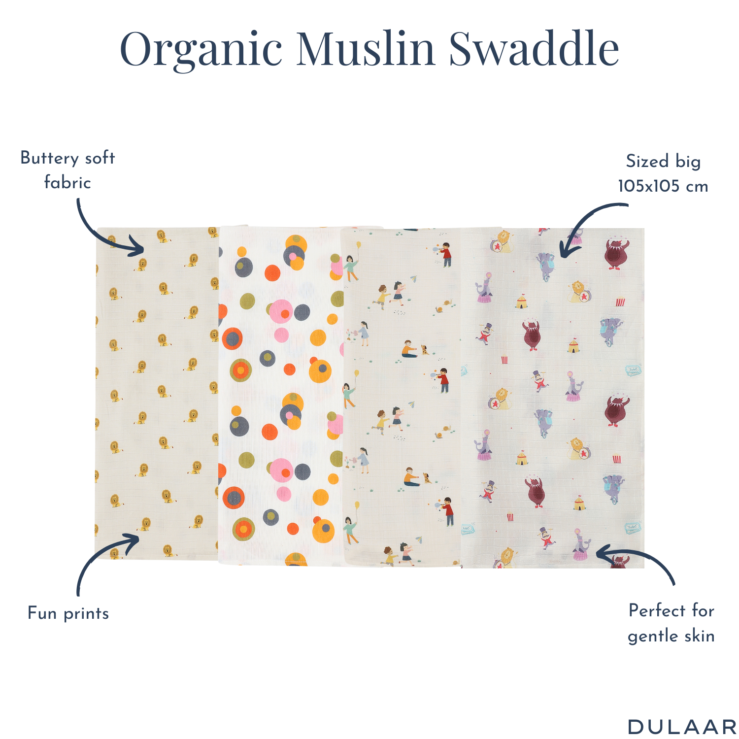 Organic Muslin Swaddle (Set of 4)