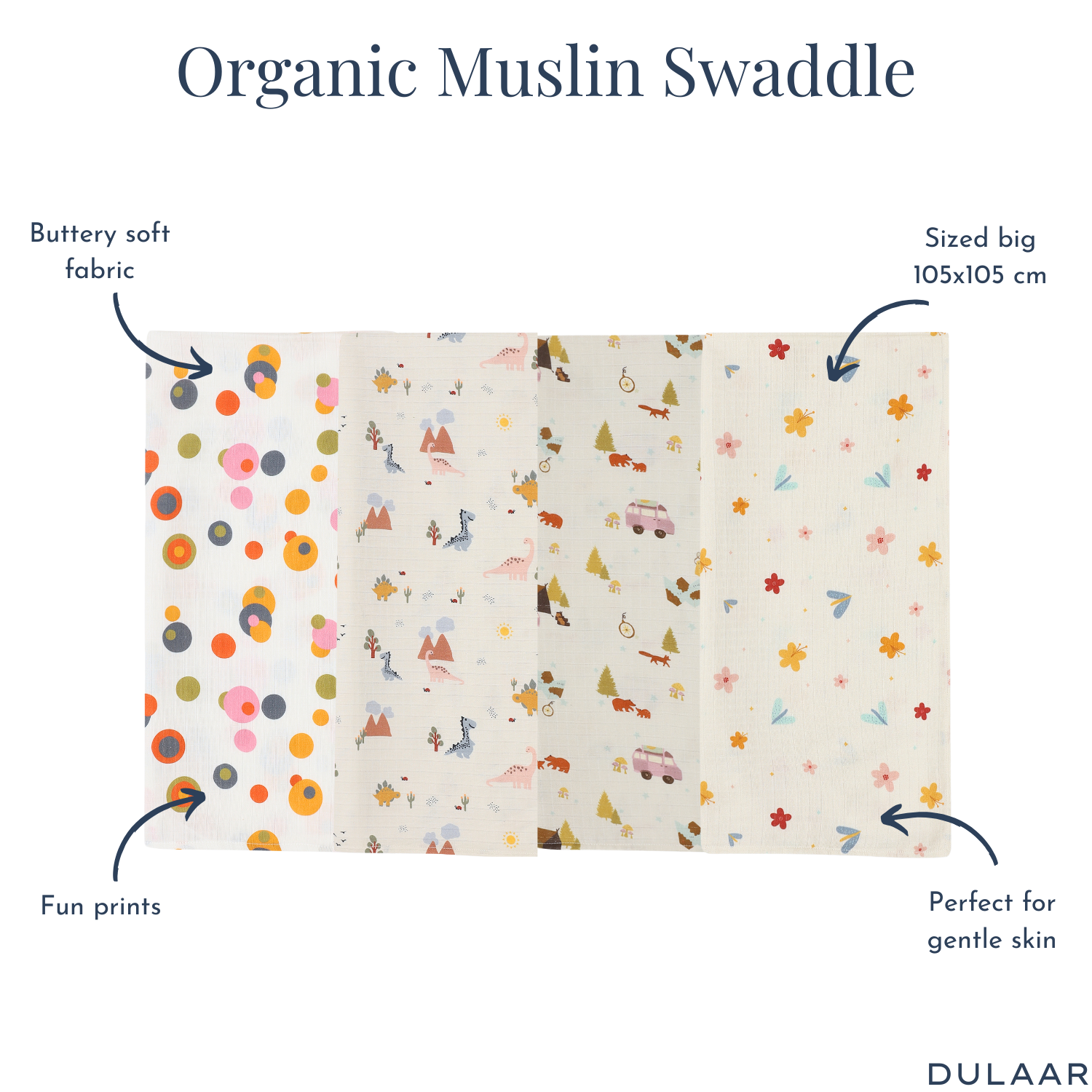 Organic Muslin Swaddle (Set of 4)