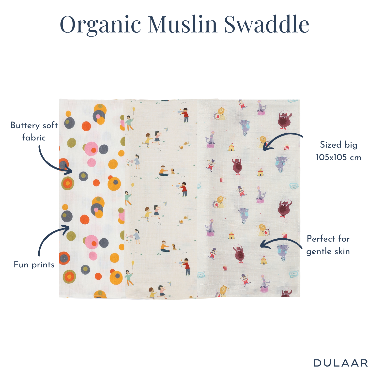 Organic Muslin Swaddle (Set of 3)
