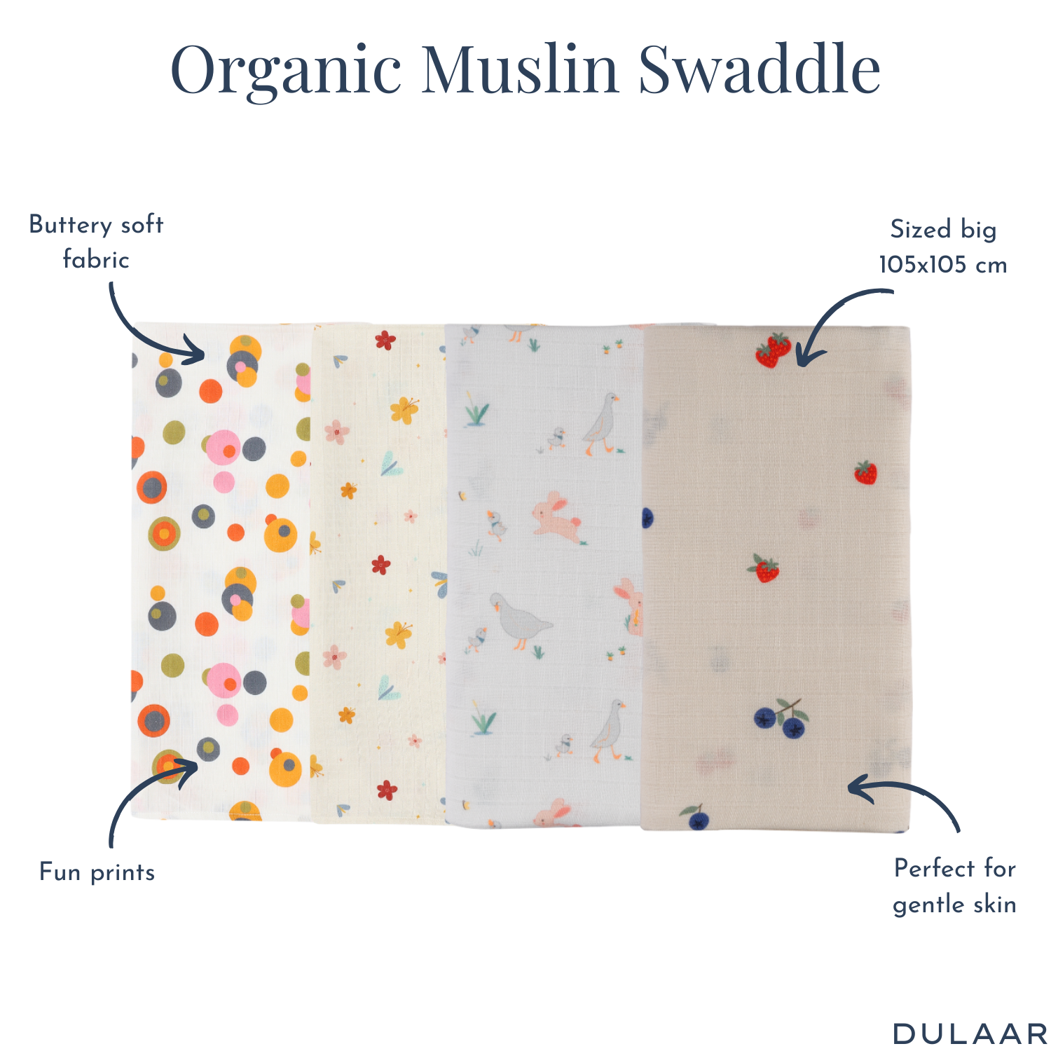 Organic Muslin Swaddle (Set of 4)