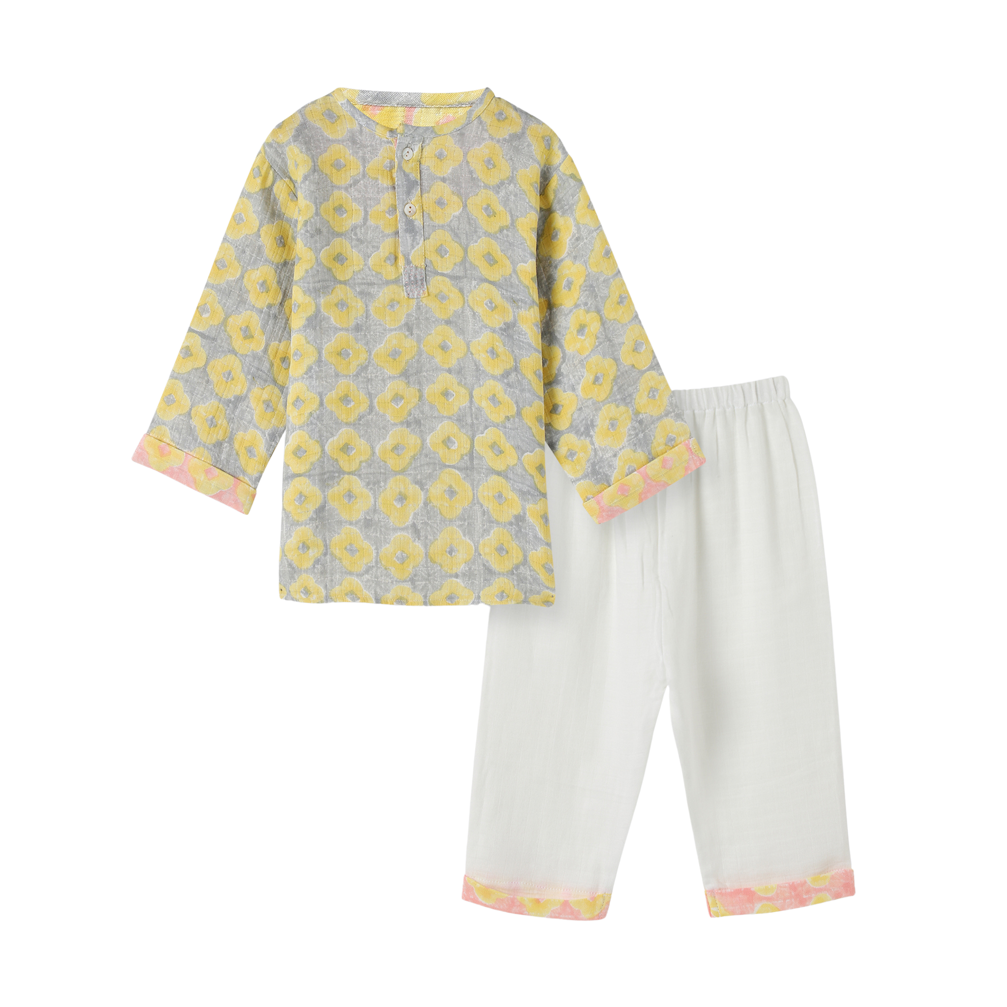 Organic Muslin Kurta Pyjama Set | Hand-Block Printed