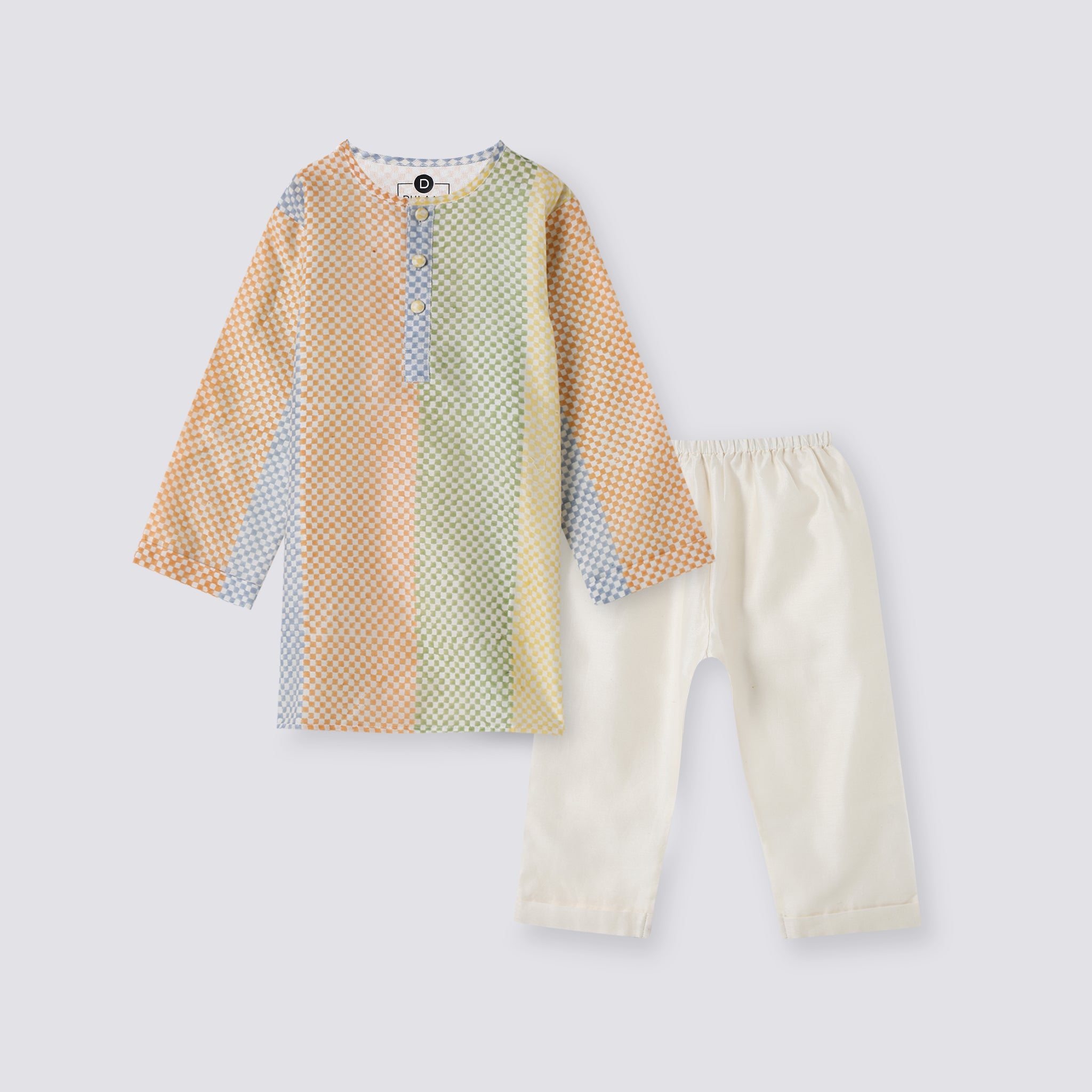 Chanderi Kurta Pyjama Set | Hand-Block Printed