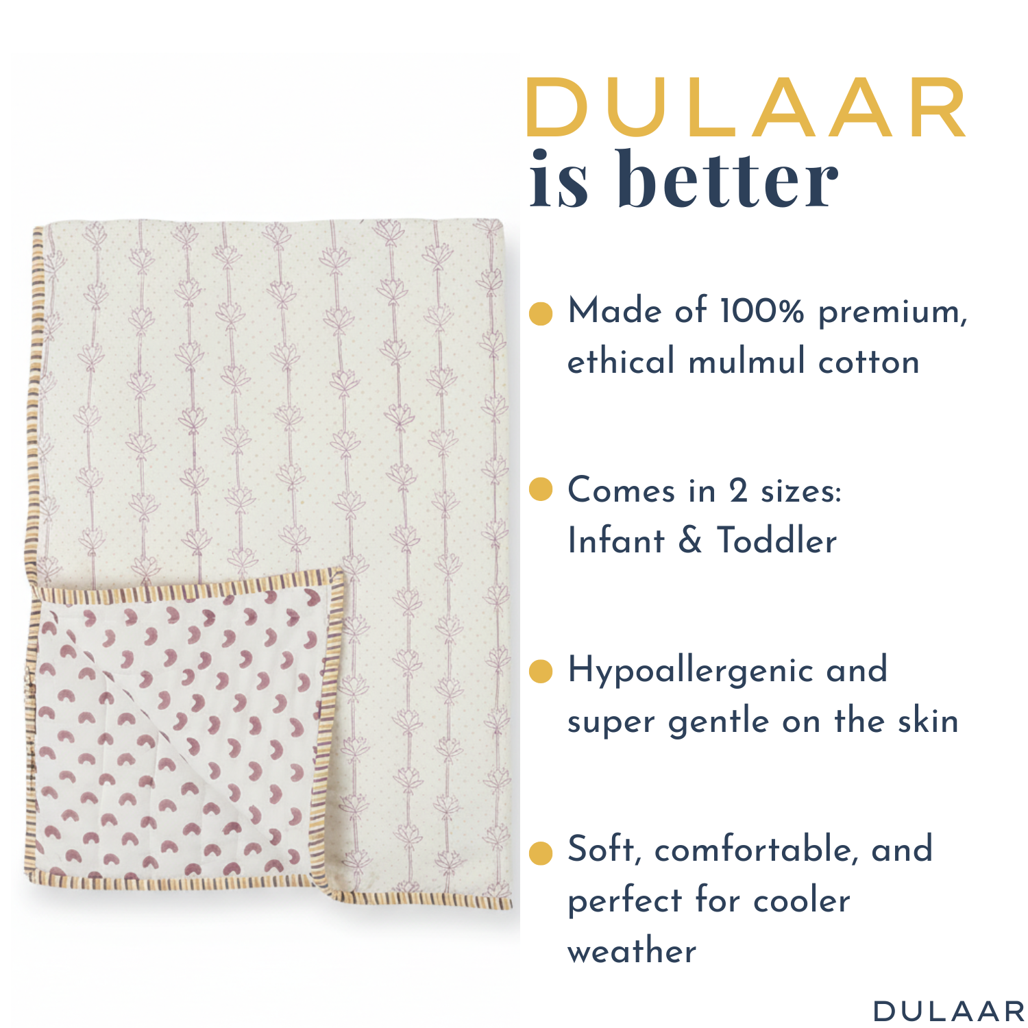 Reversible Mulmul Quilt | Hand-Block Printed