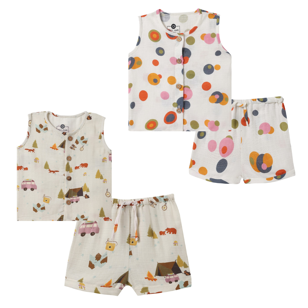 Organic Muslin Vest & Shorts Set (Set of 2)