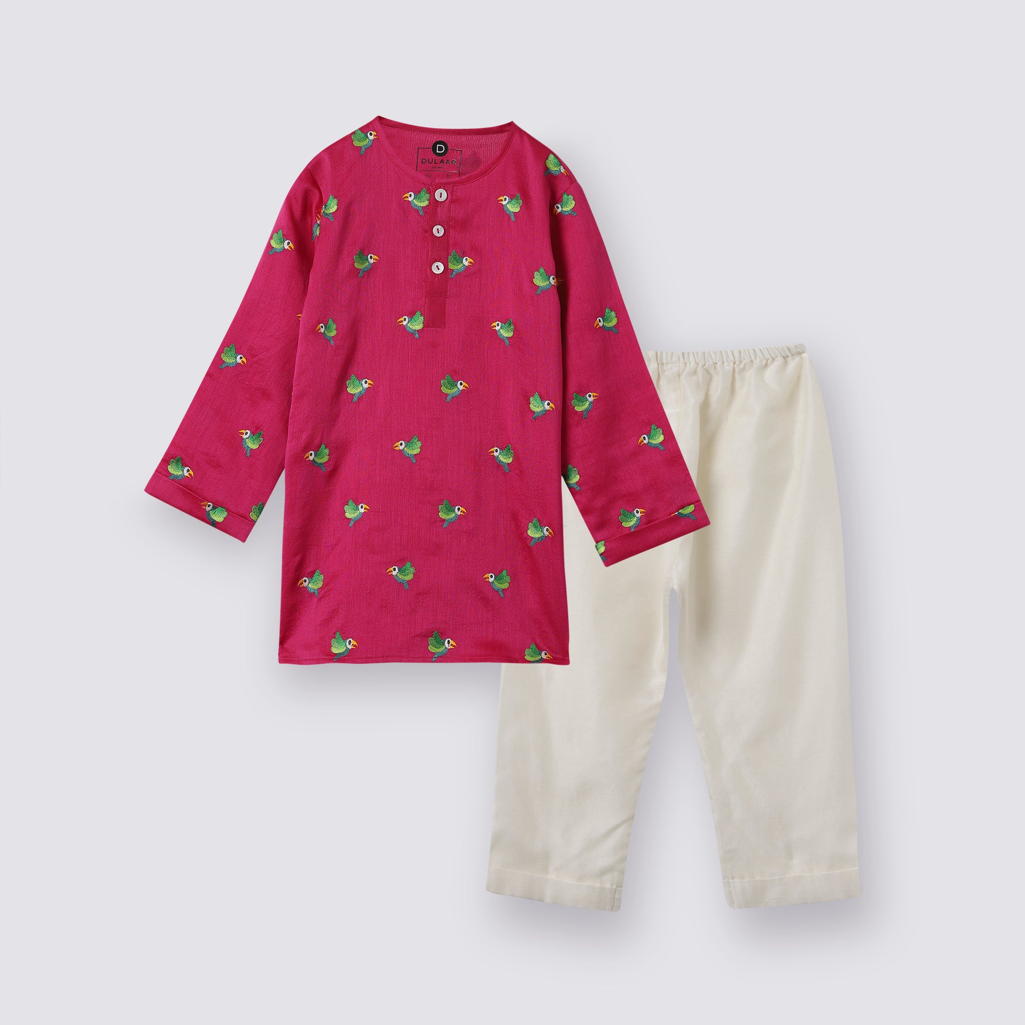 Chanderi Kurta Pyjama Set | Embroidered