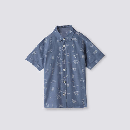 Cotton Silk Shirt | Hand-Block Printed