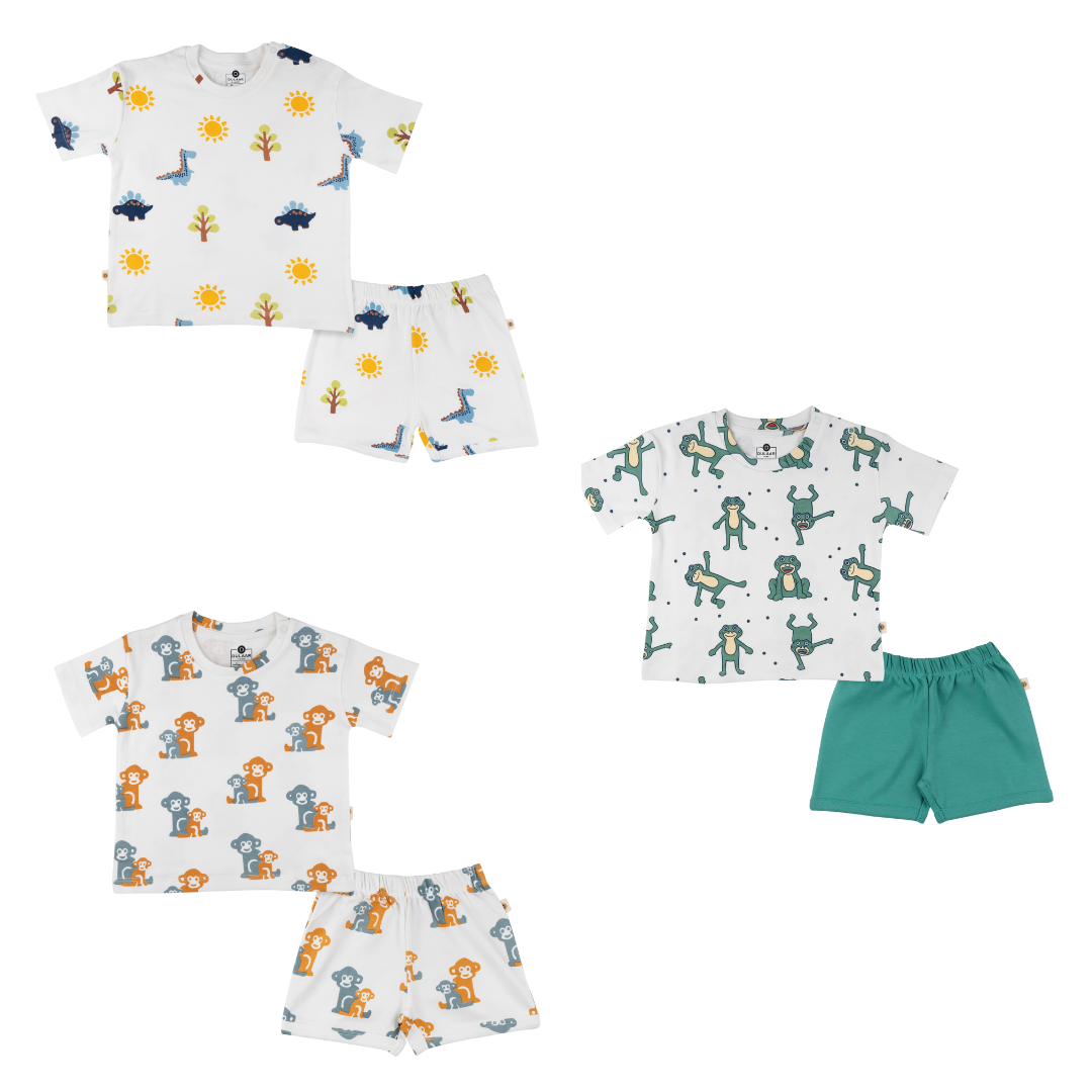 Organic Tee & Shorts Co-ord Set (Set of 3)