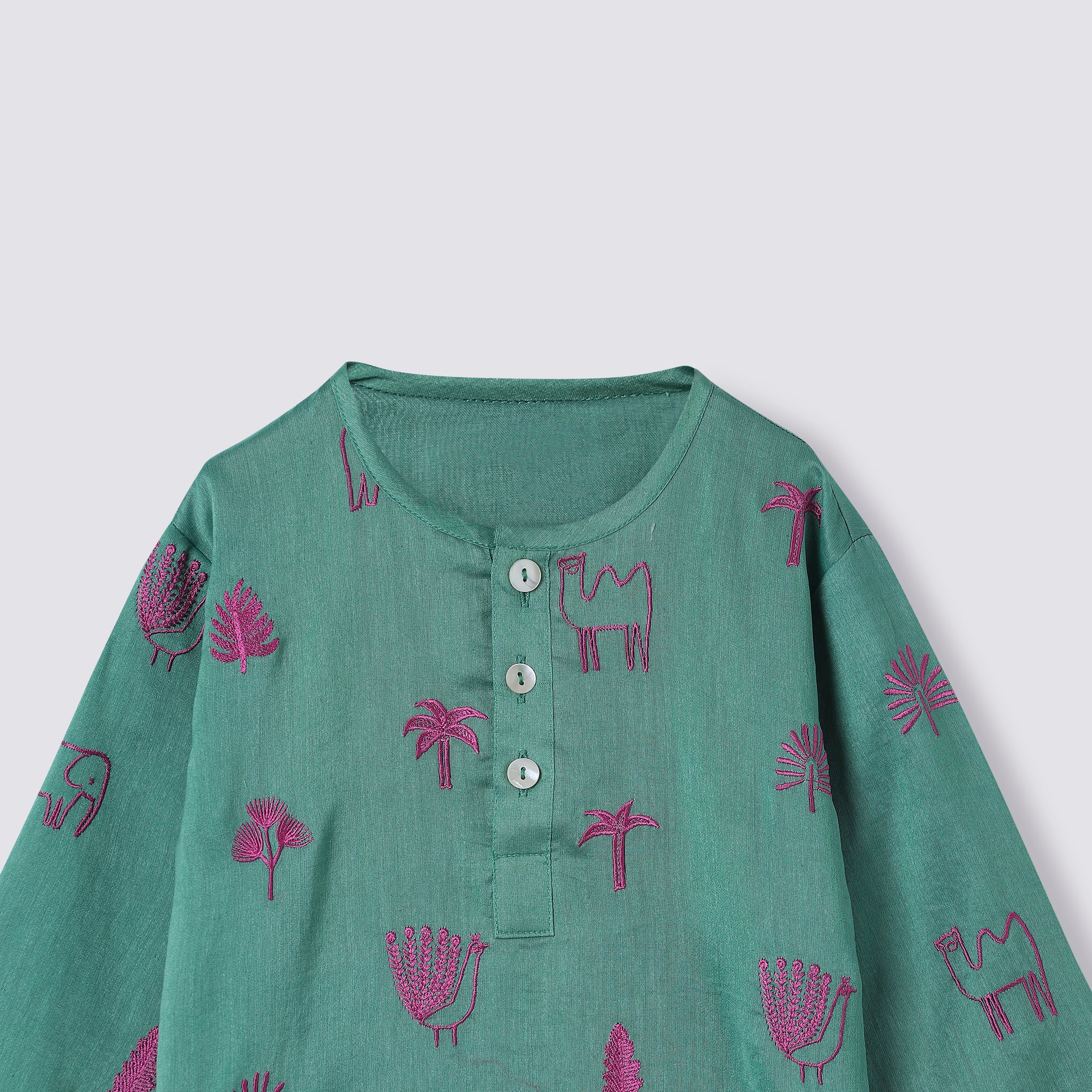 Chanderi Kurta Pyjama Set | Embroidered