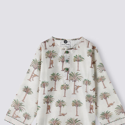 Chanderi Kurta Pyjama Set | Hand-Block Printed