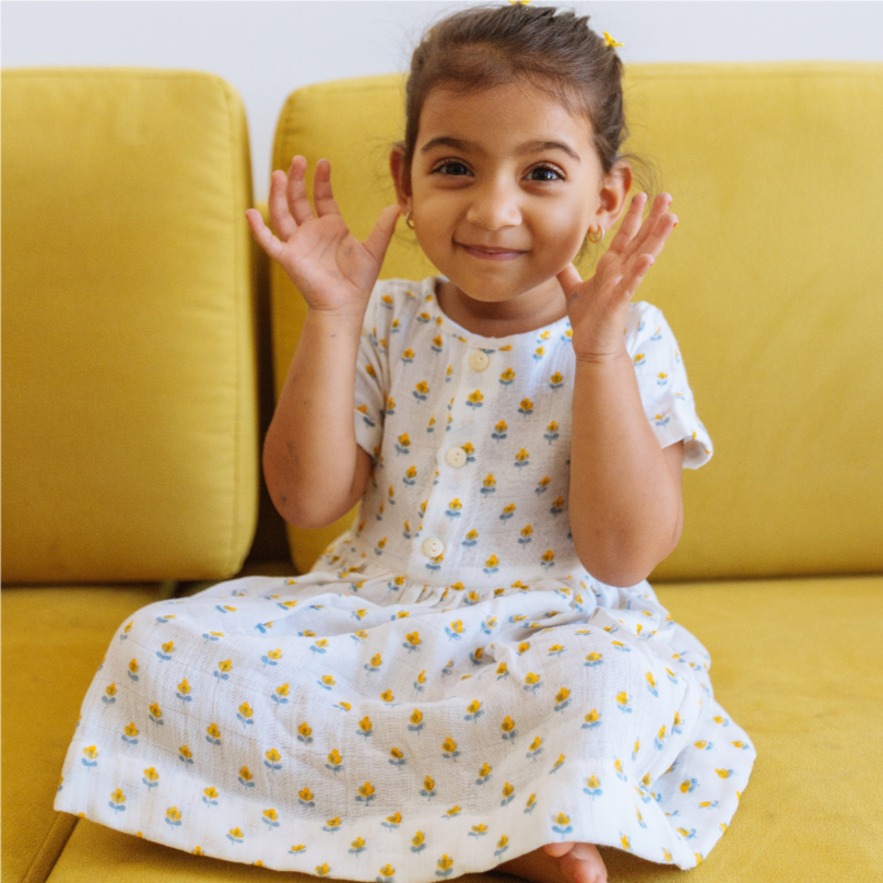 Organic Muslin Dress | Hand-Block Printed