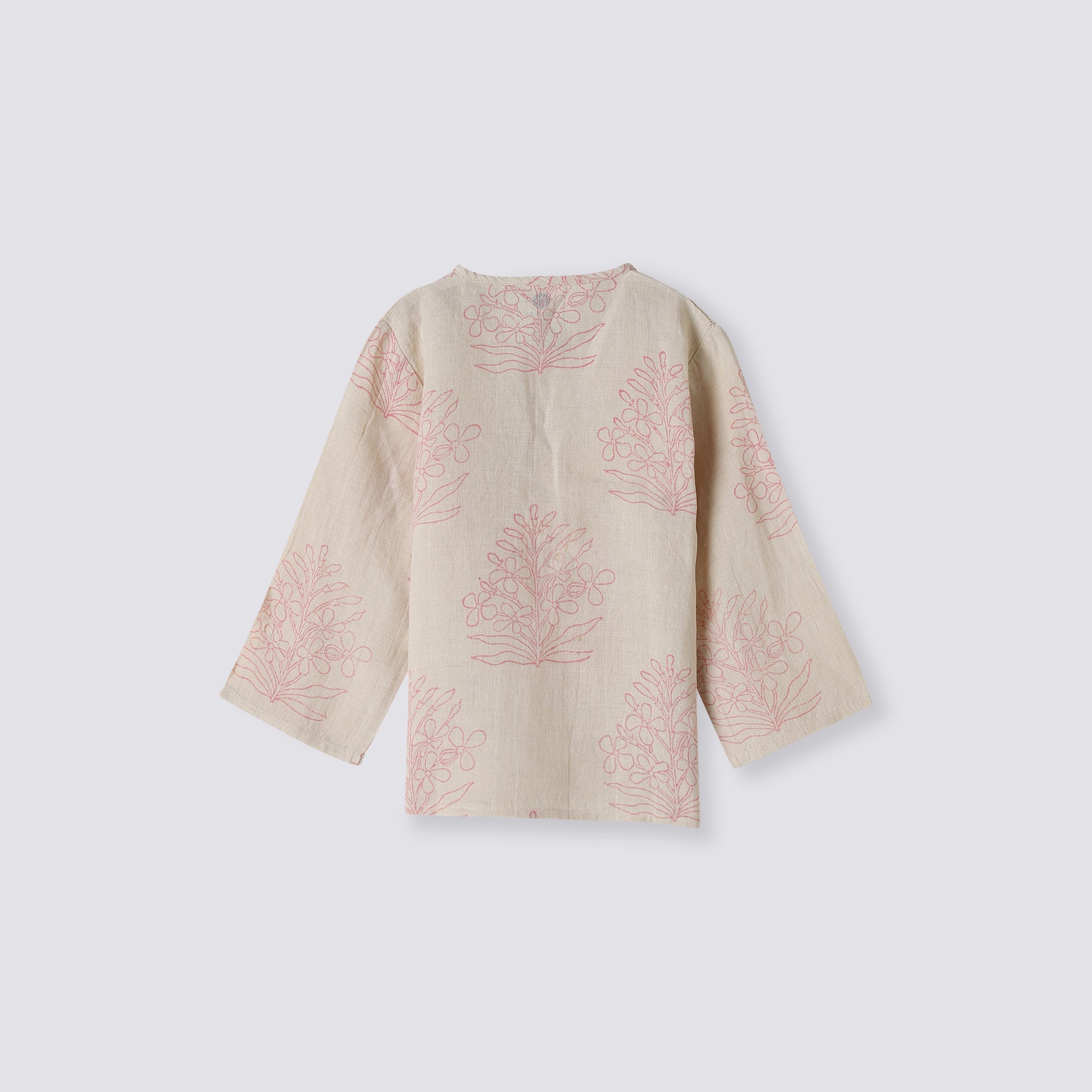 Cotton Linen Kurti | Hand-Block Printed