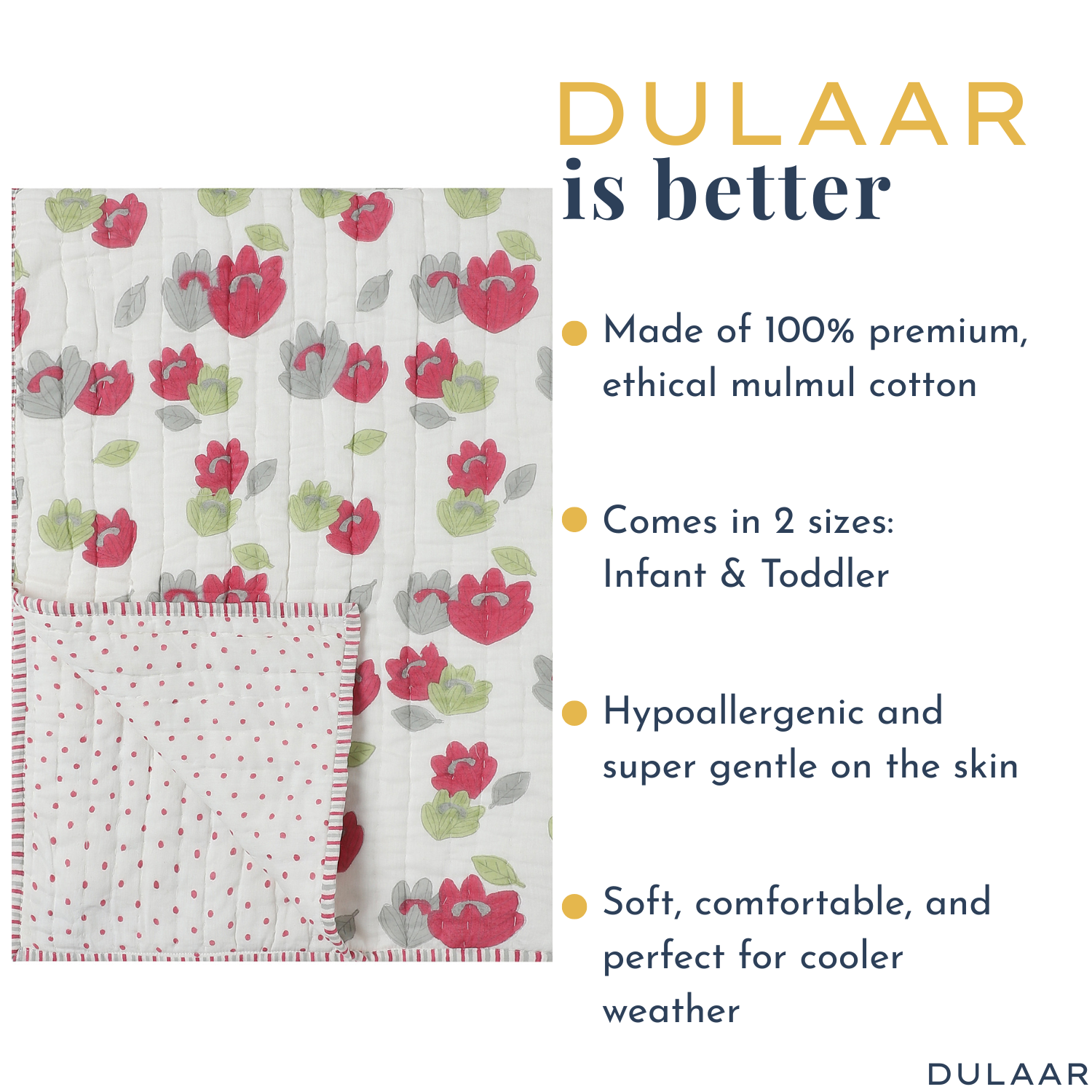 Reversible Mulmul Quilt | Hand-Block Printed