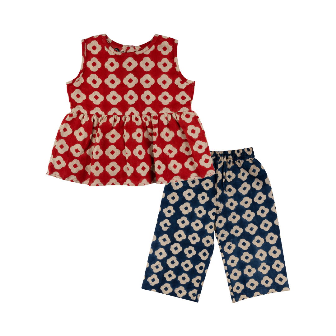 Cotton Linen Top & Pants Co-ord Set | Hand-Block Printed