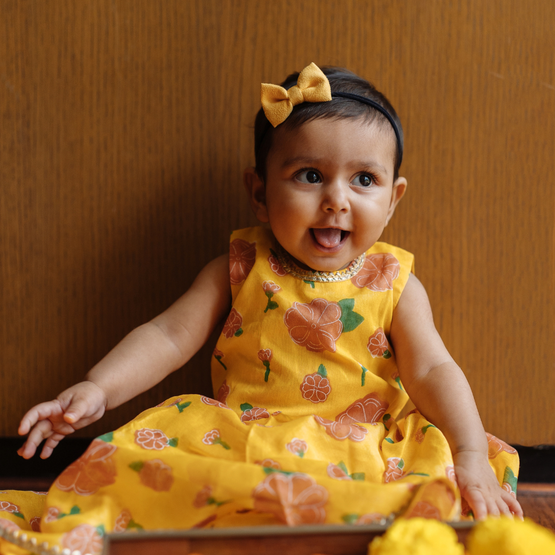 Chanderi Lehenga Set | Hand-Block Printed (Gota Work)