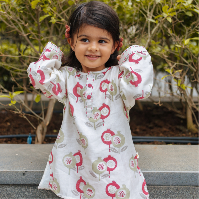 Chanderi Kurta Pyjama Set | Hand-Block Printed