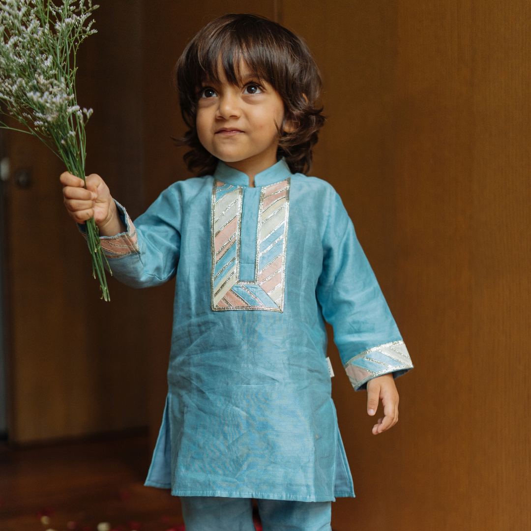 Chanderi Kurta Pyjama Set (Gota Work)