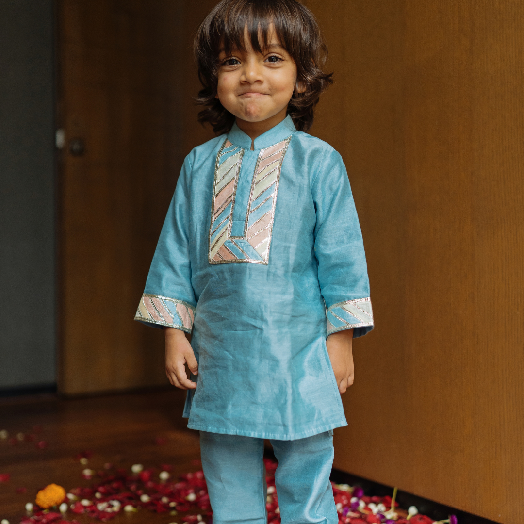 Chanderi Kurta Pyjama Set (Gota Work)