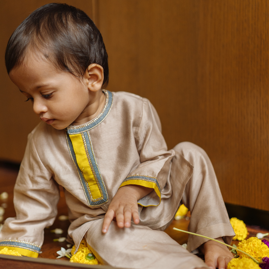 Chanderi Kurta Pyjama Set (Gota Work)
