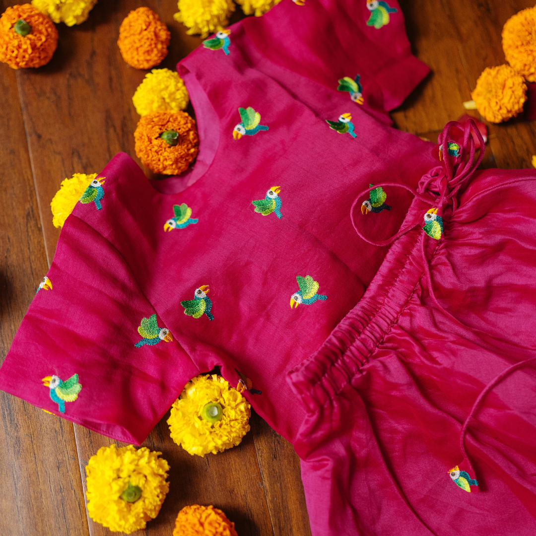 Chanderi Lehenga Set | Embroidered