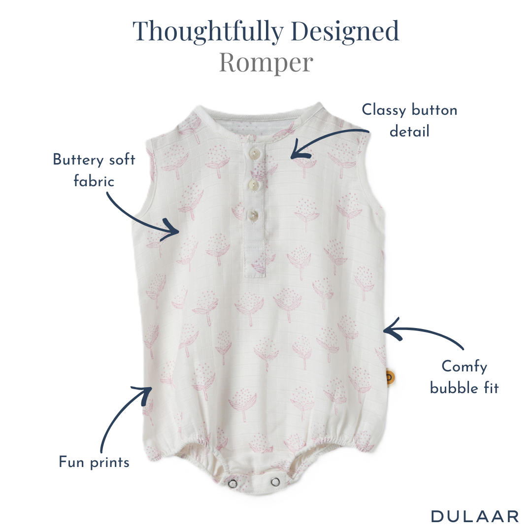 Organic Muslin Romper | Hand-Block Printed