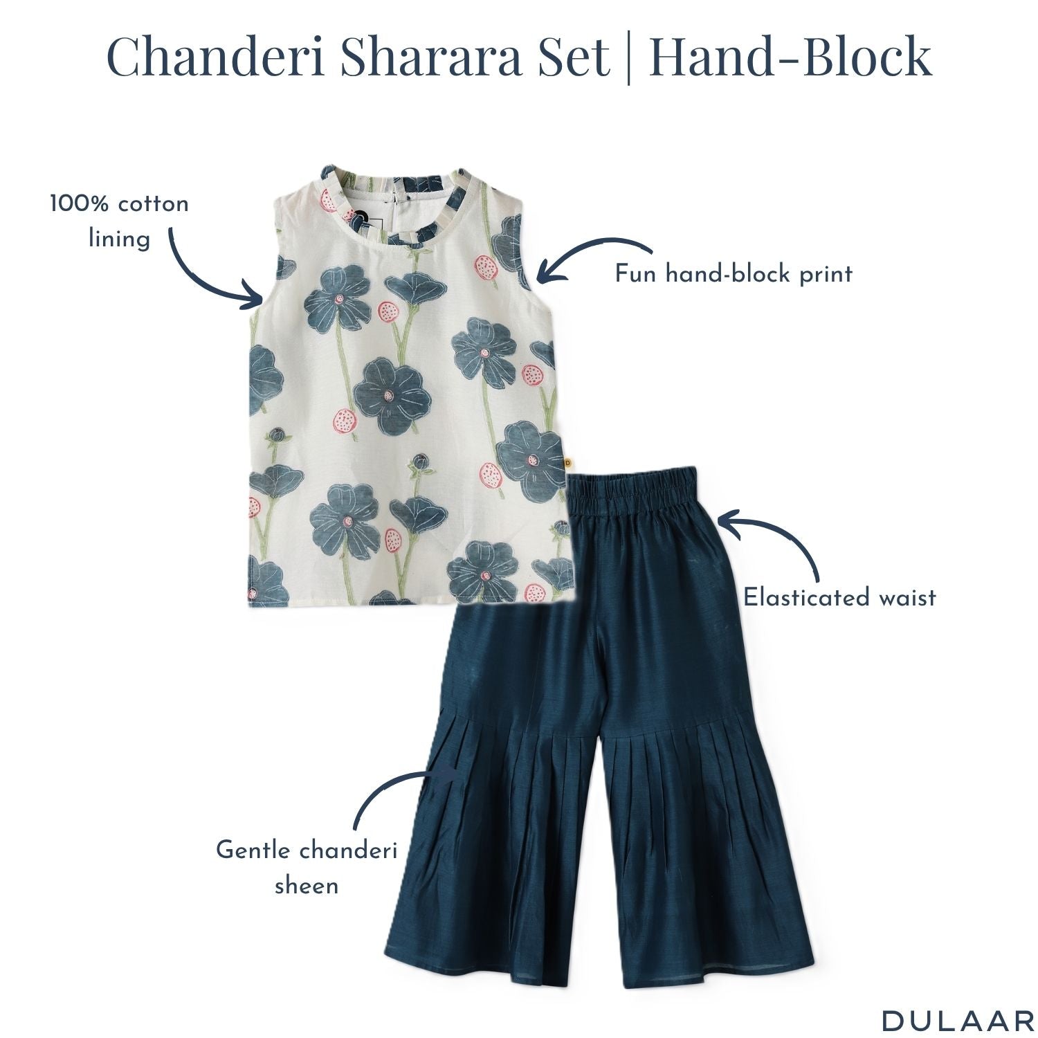 Chanderi Sharara Set | Hand-Block Printed