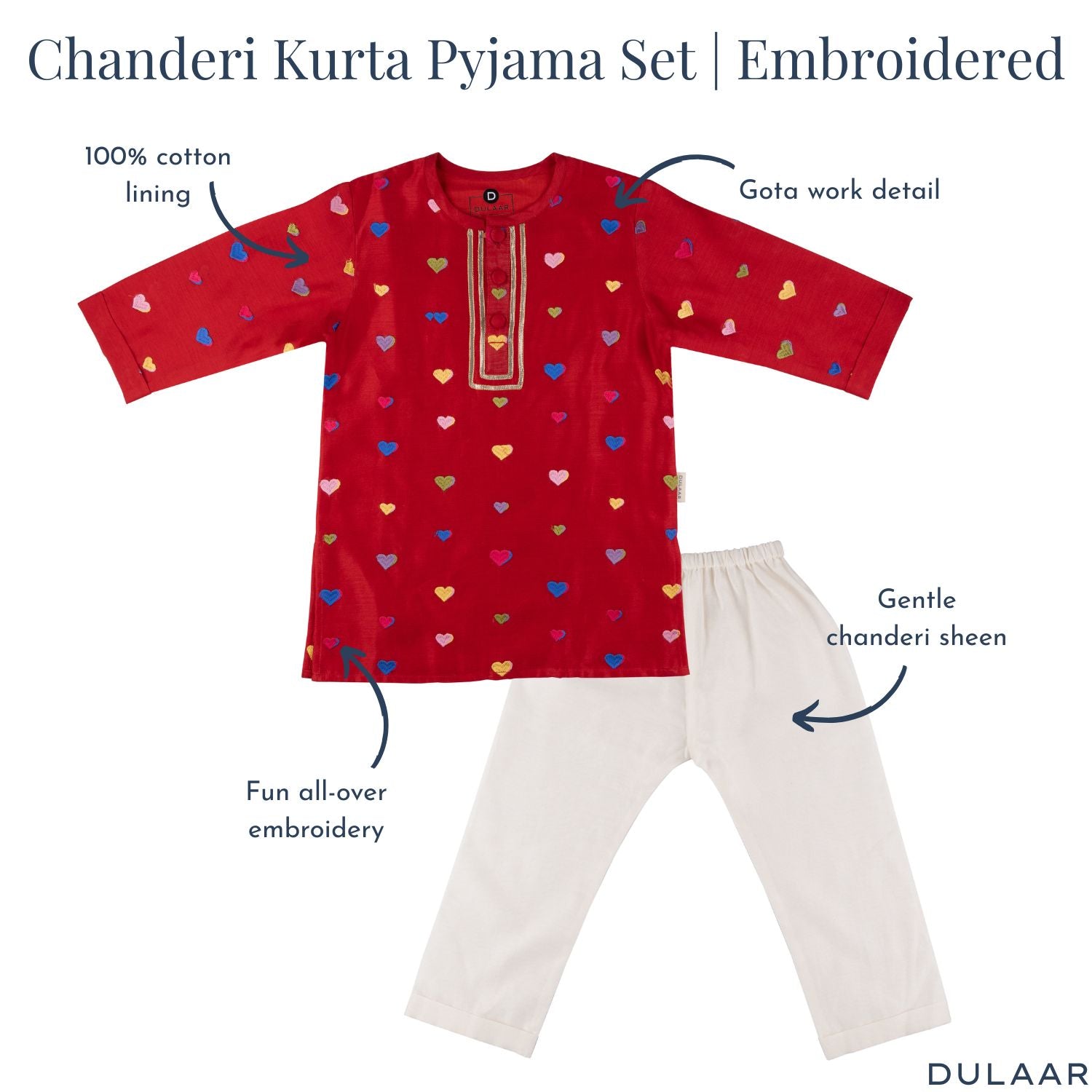 Chanderi Kurta Pyjama Set | Embroidered