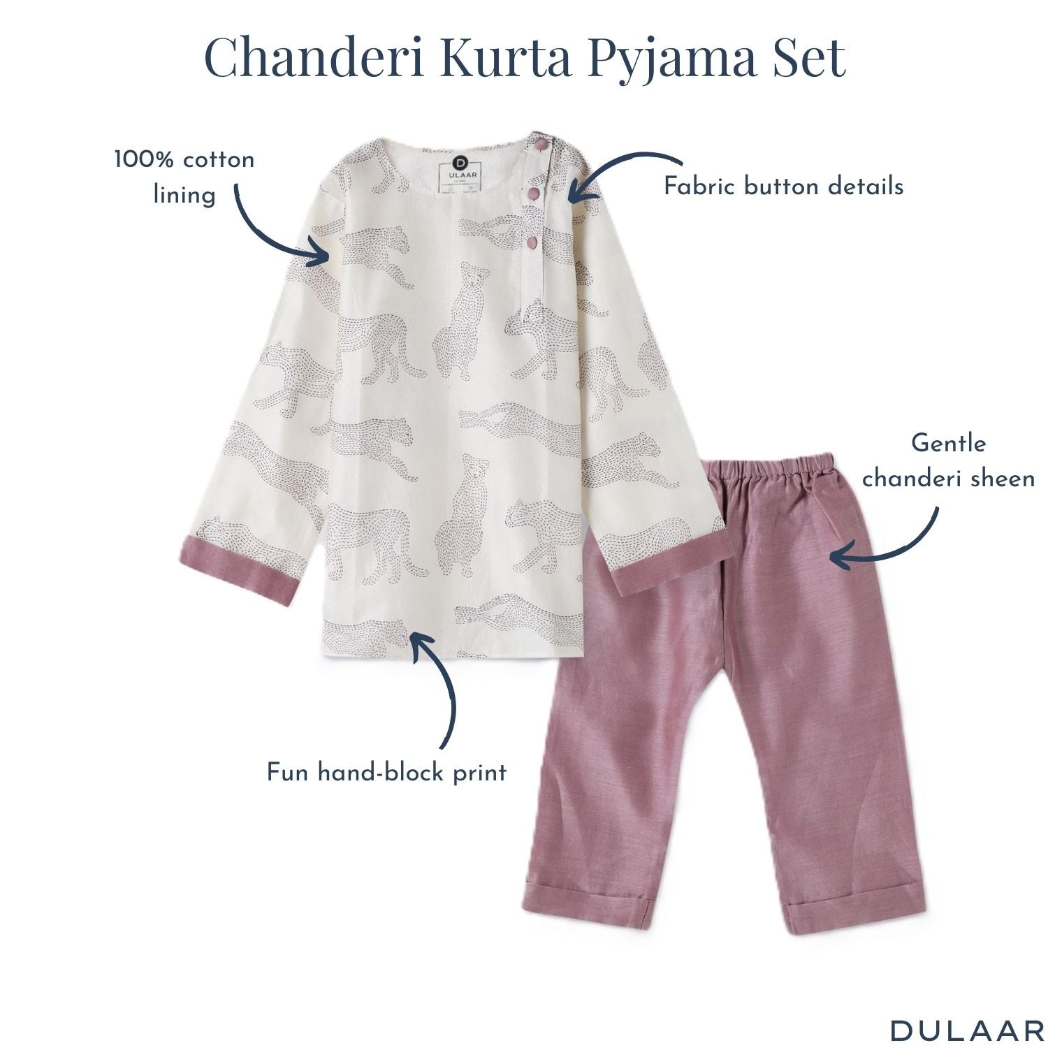 Chanderi Kurta Pyjama Set | Hand-Block Printed