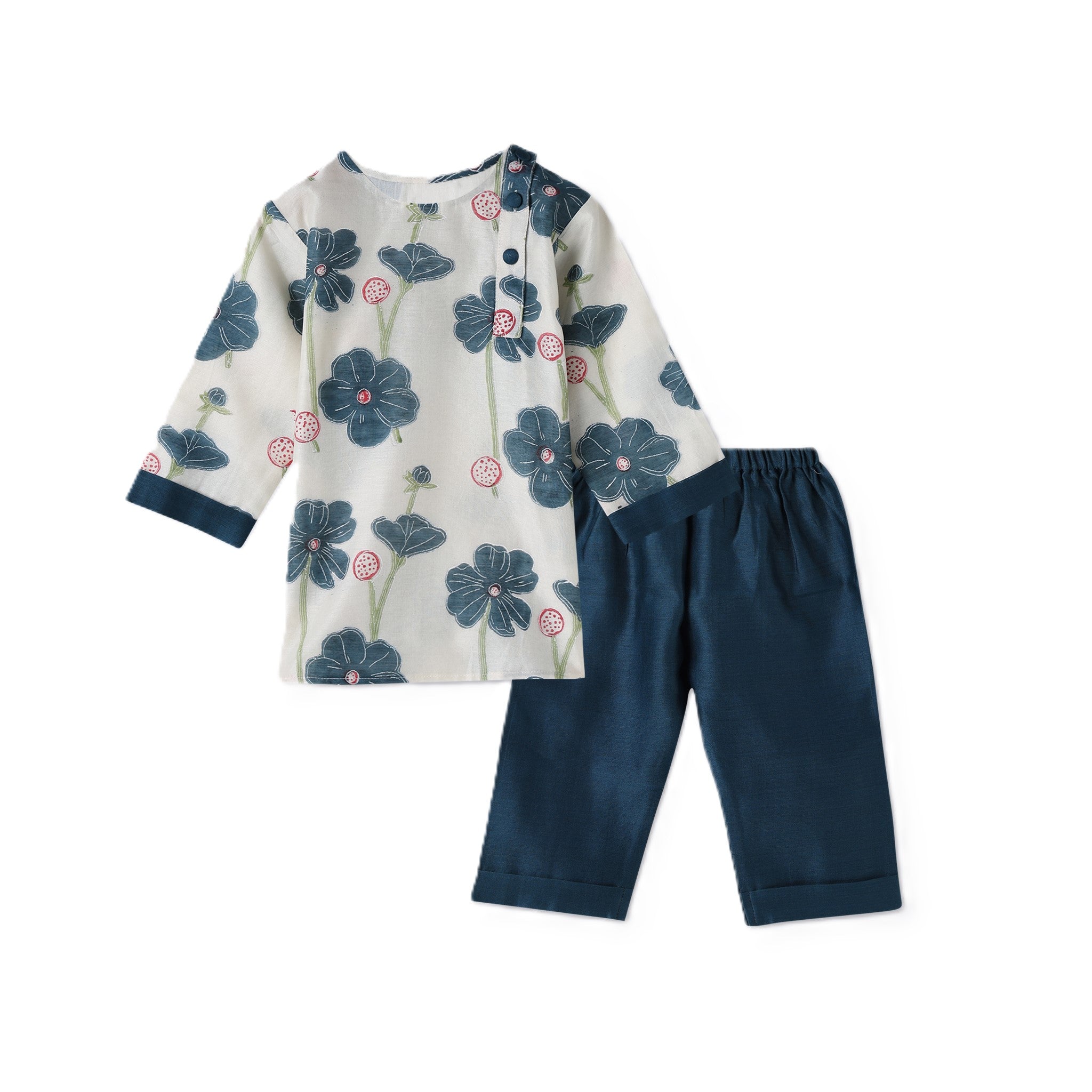Chanderi Kurta Pyjama Set | Hand-Block Printed
