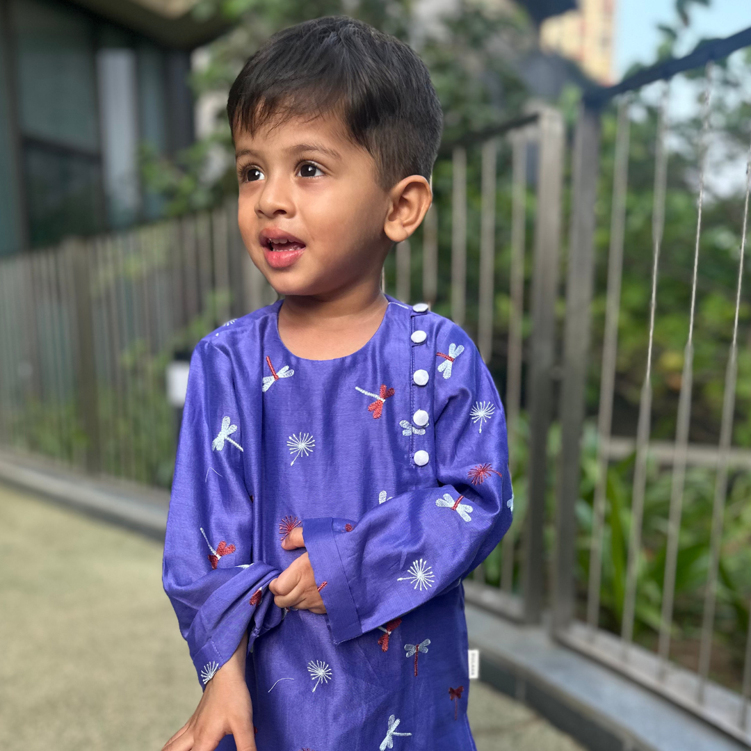 Chanderi Kurta Pyjama Set | Embroidered