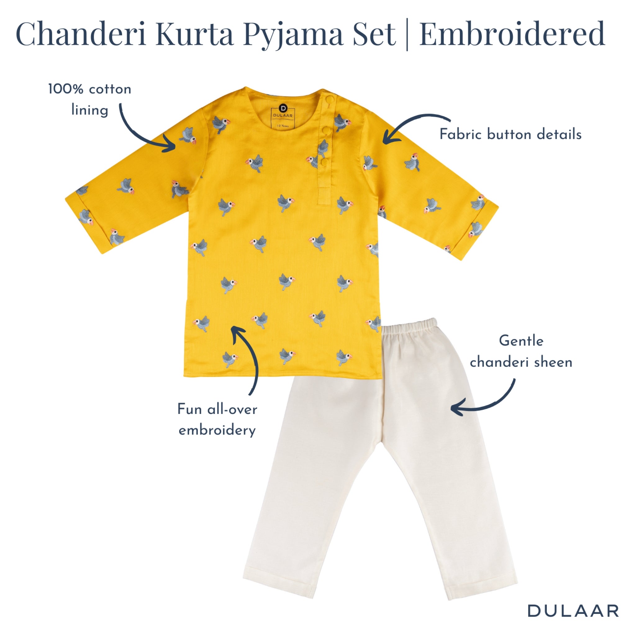 Chanderi Kurta Pyjama Set | Embroidered