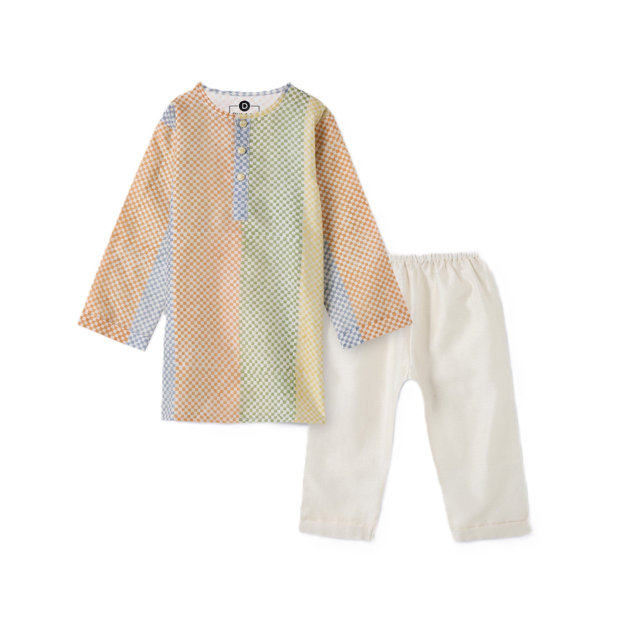 Chanderi Kurta Pyjama Set | Hand-Block Printed