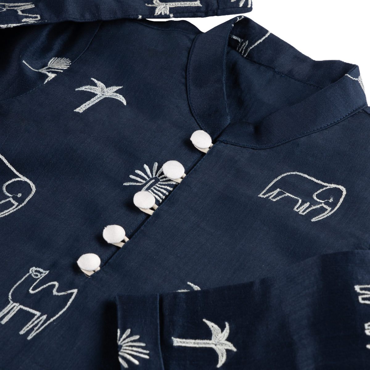 Chanderi Kurta Pyjama Set | Embroidered