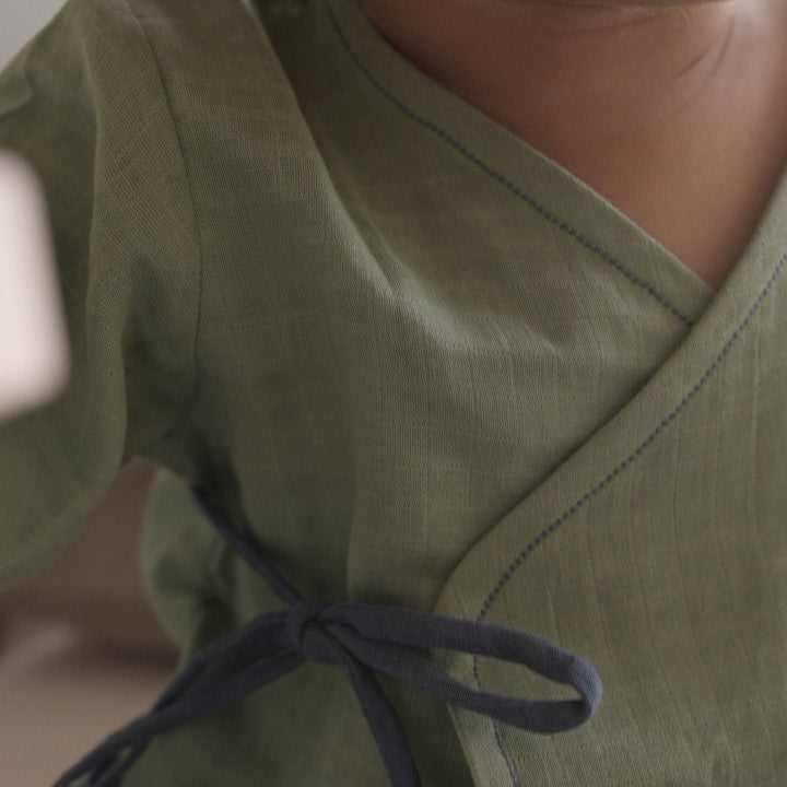 Organic Muslin Angrakha & Shorts Set