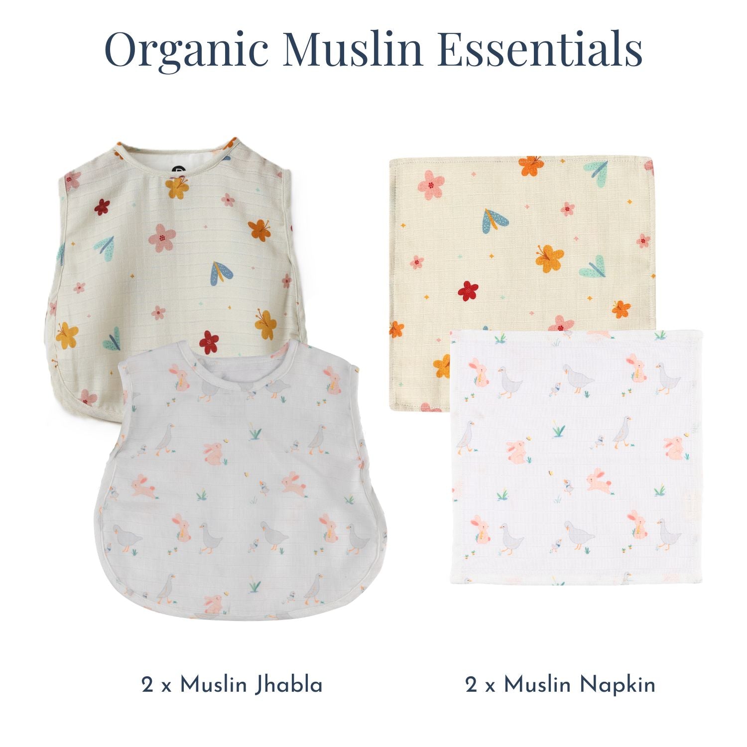 Organic Muslin Essentials (Set of 4)