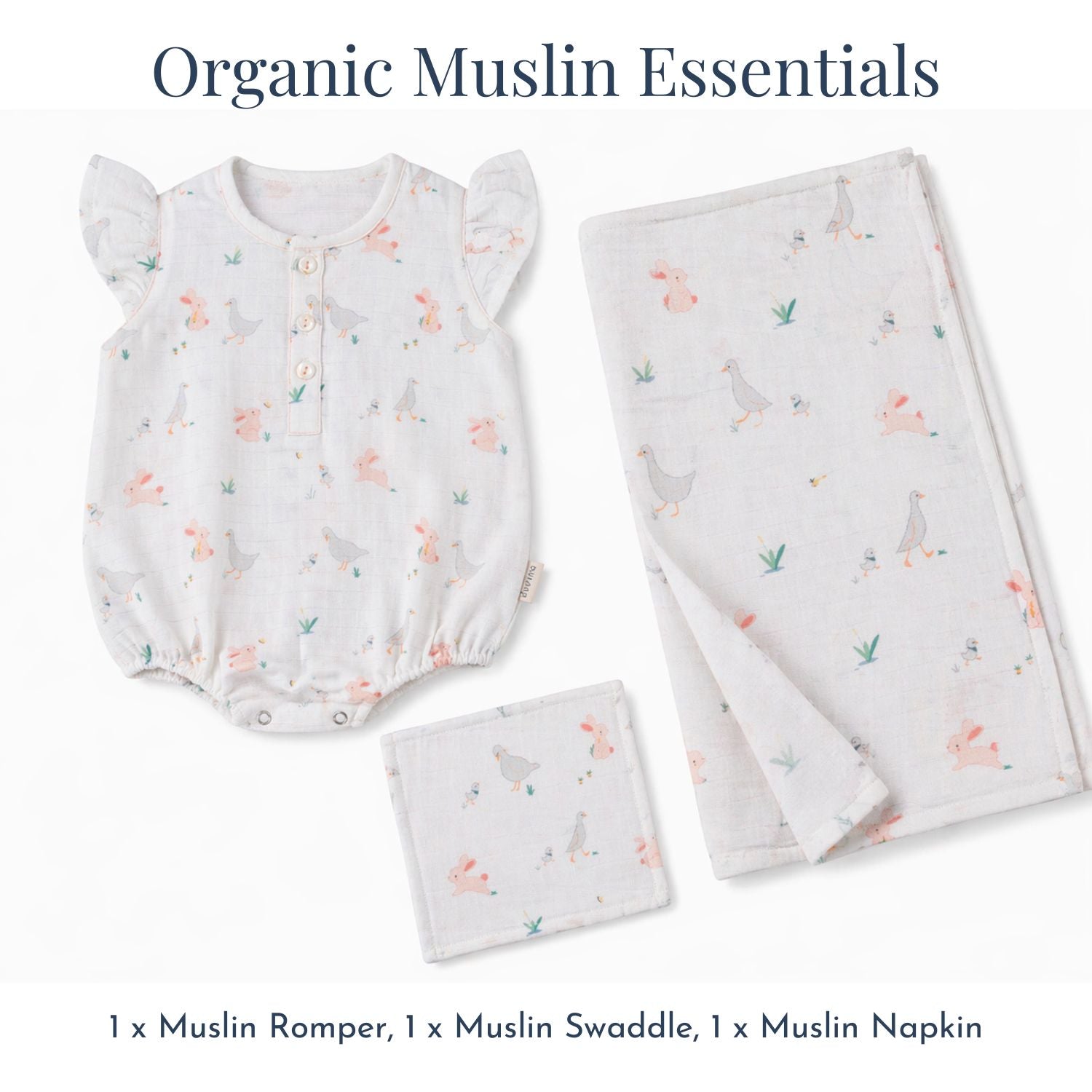 Organic Muslin Essentials (Set of 3)