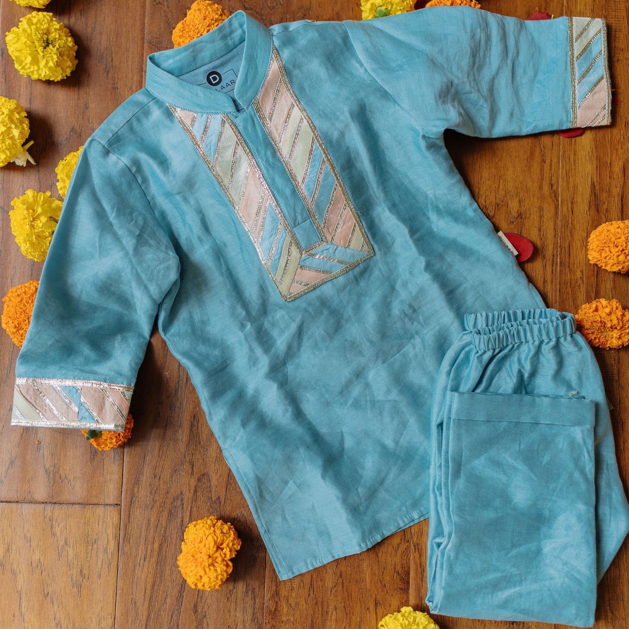 Chanderi Kurta Pyjama Set (Gota Work)