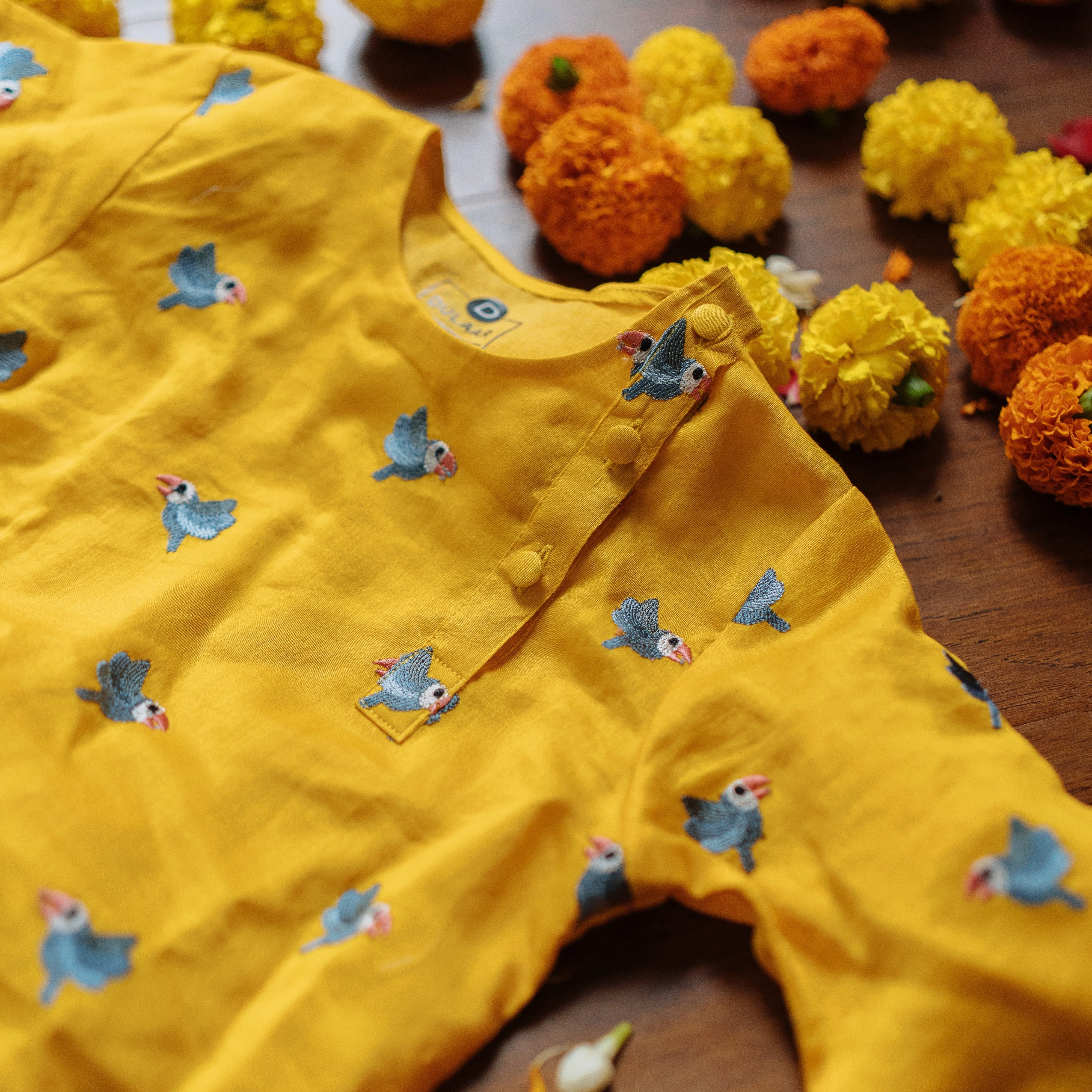 Chanderi Kurta Pyjama Set | Embroidered