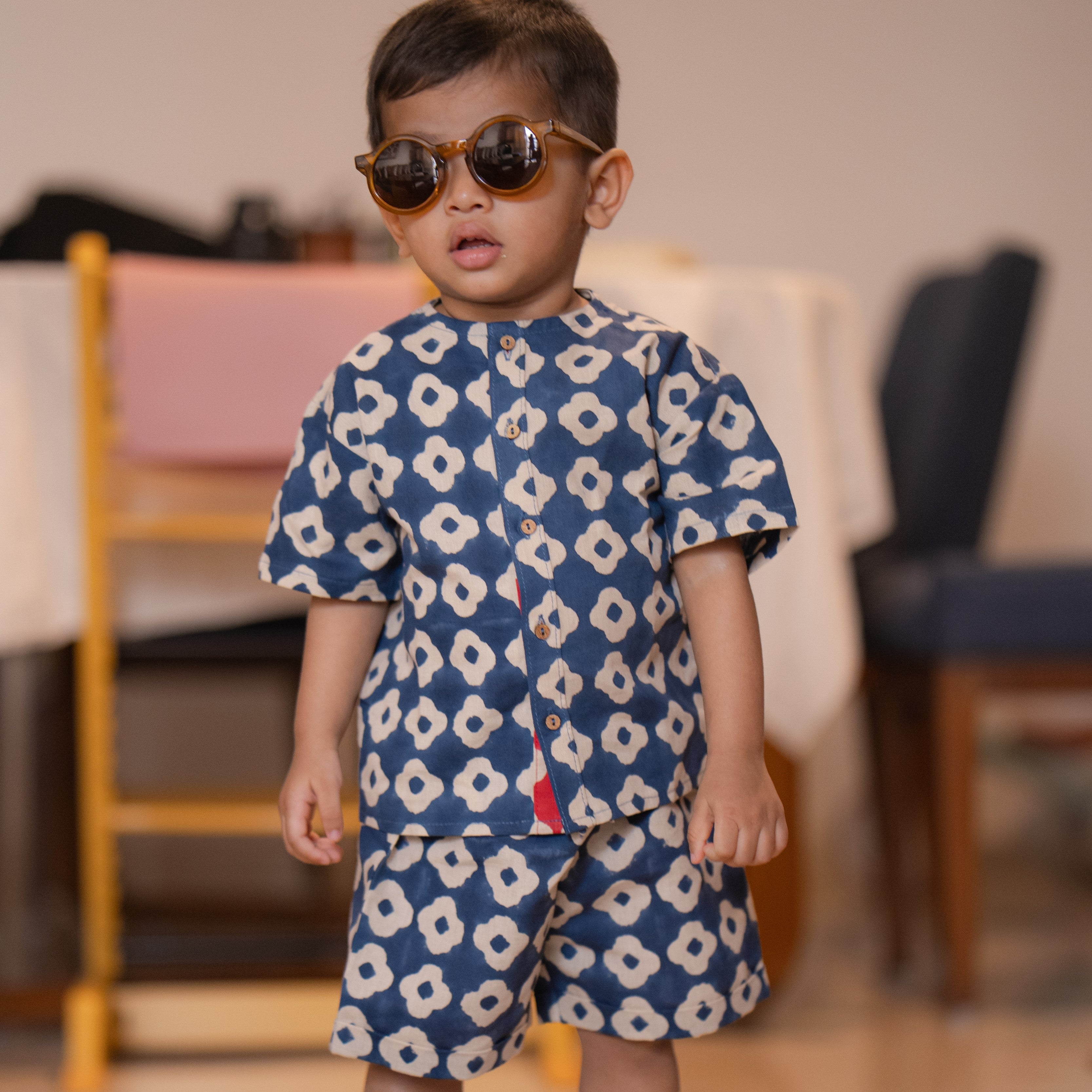 Cotton Linen Shirt & Shorts Co-ord Set | Hand-Block Printed
