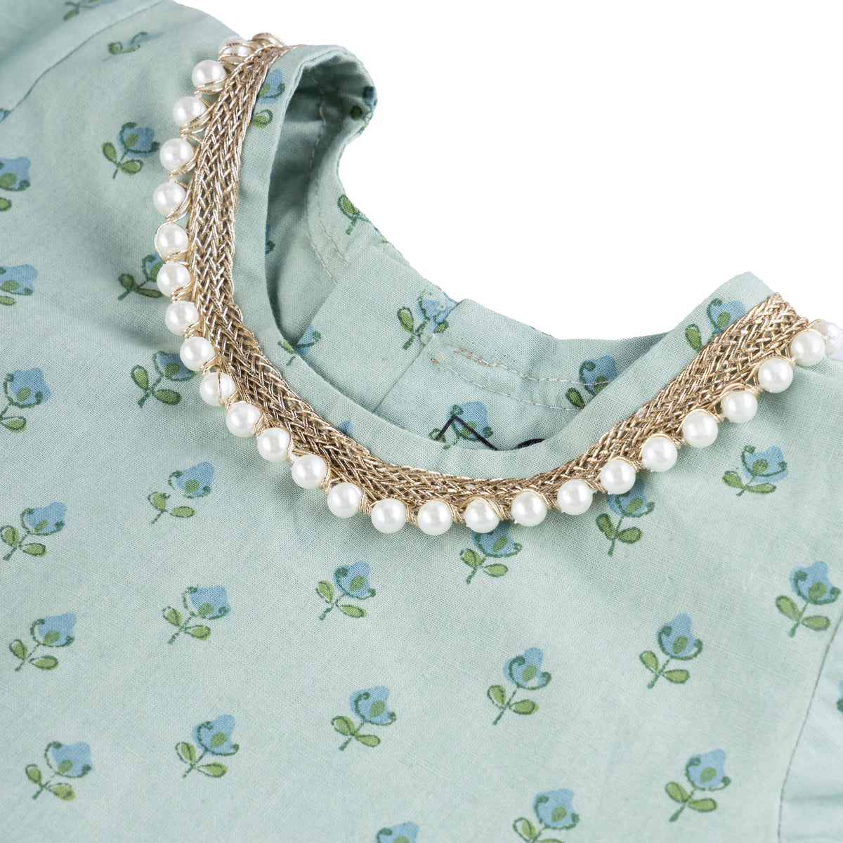 Cotton Lehenga Set | Hand-Block Printed (Pearl Work)