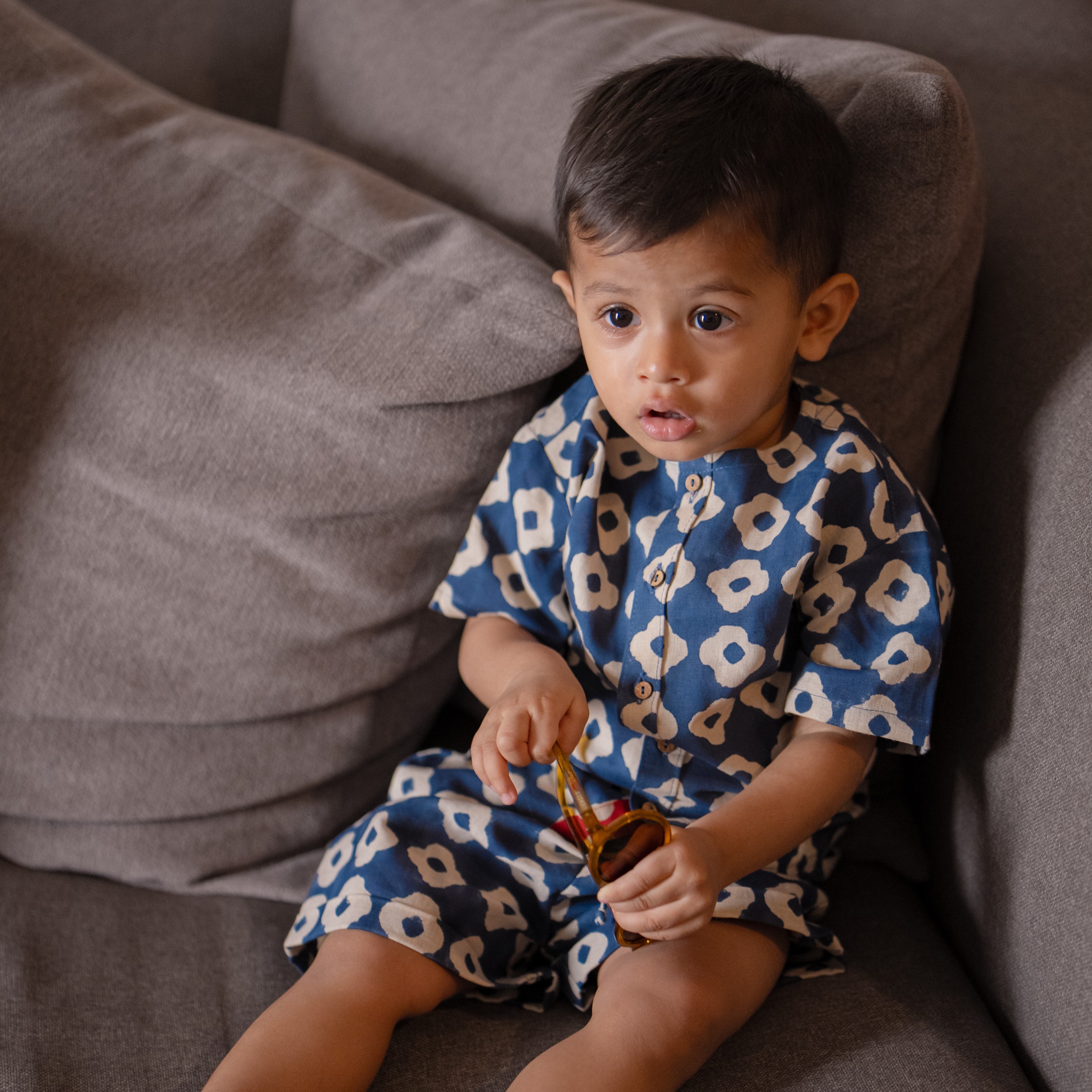 Cotton Linen Shirt & Shorts Co-ord Set | Hand-Block Printed