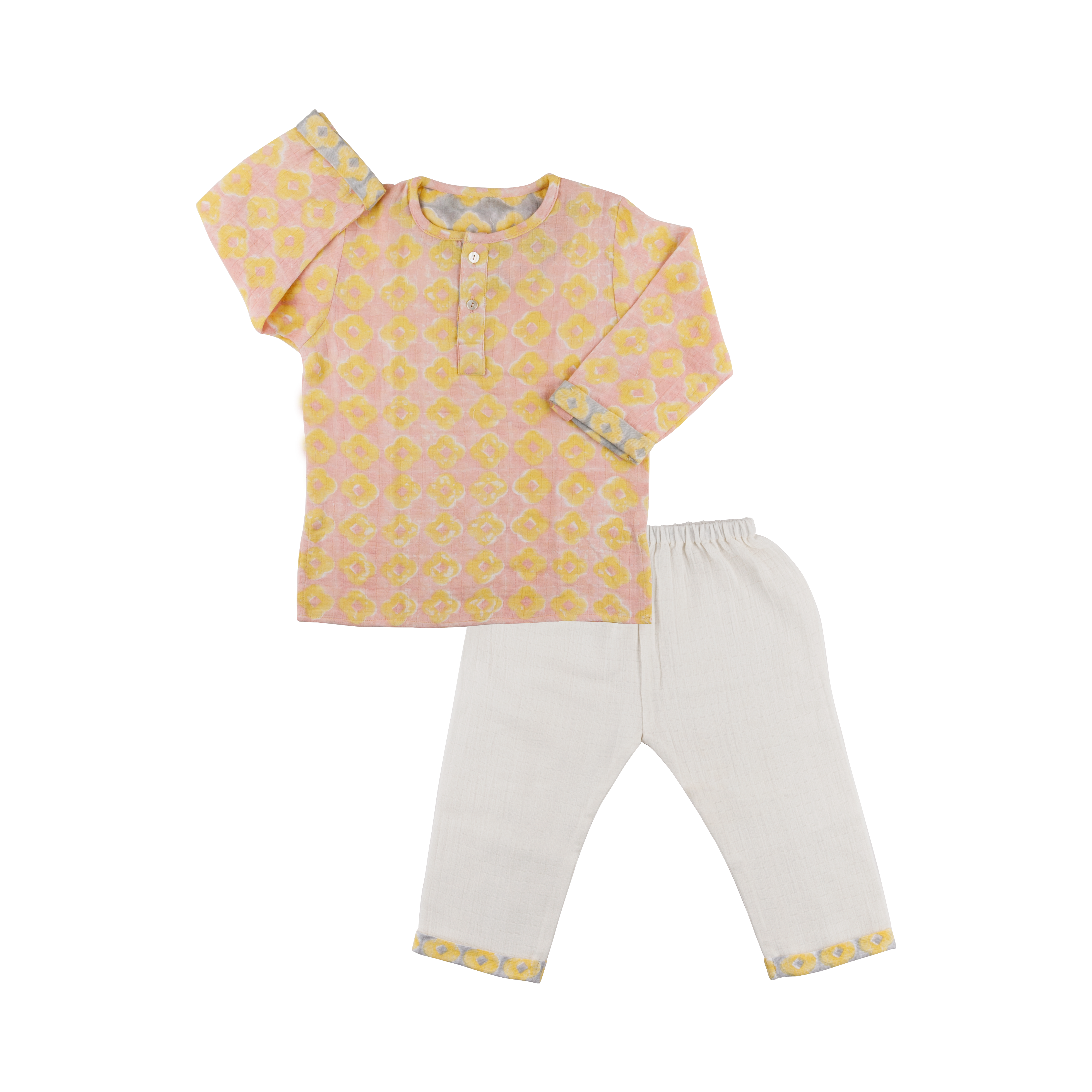 Organic Muslin Kurta Pyjama Set | Hand-Block Printed
