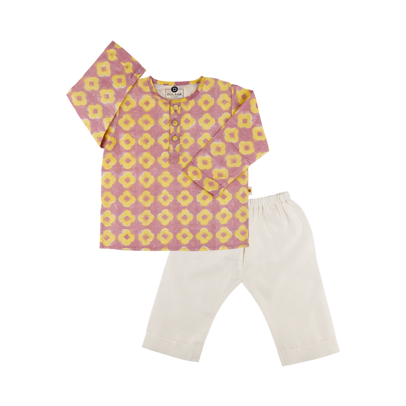 Chanderi Kurta Pyjama Set | Hand-Block Printed