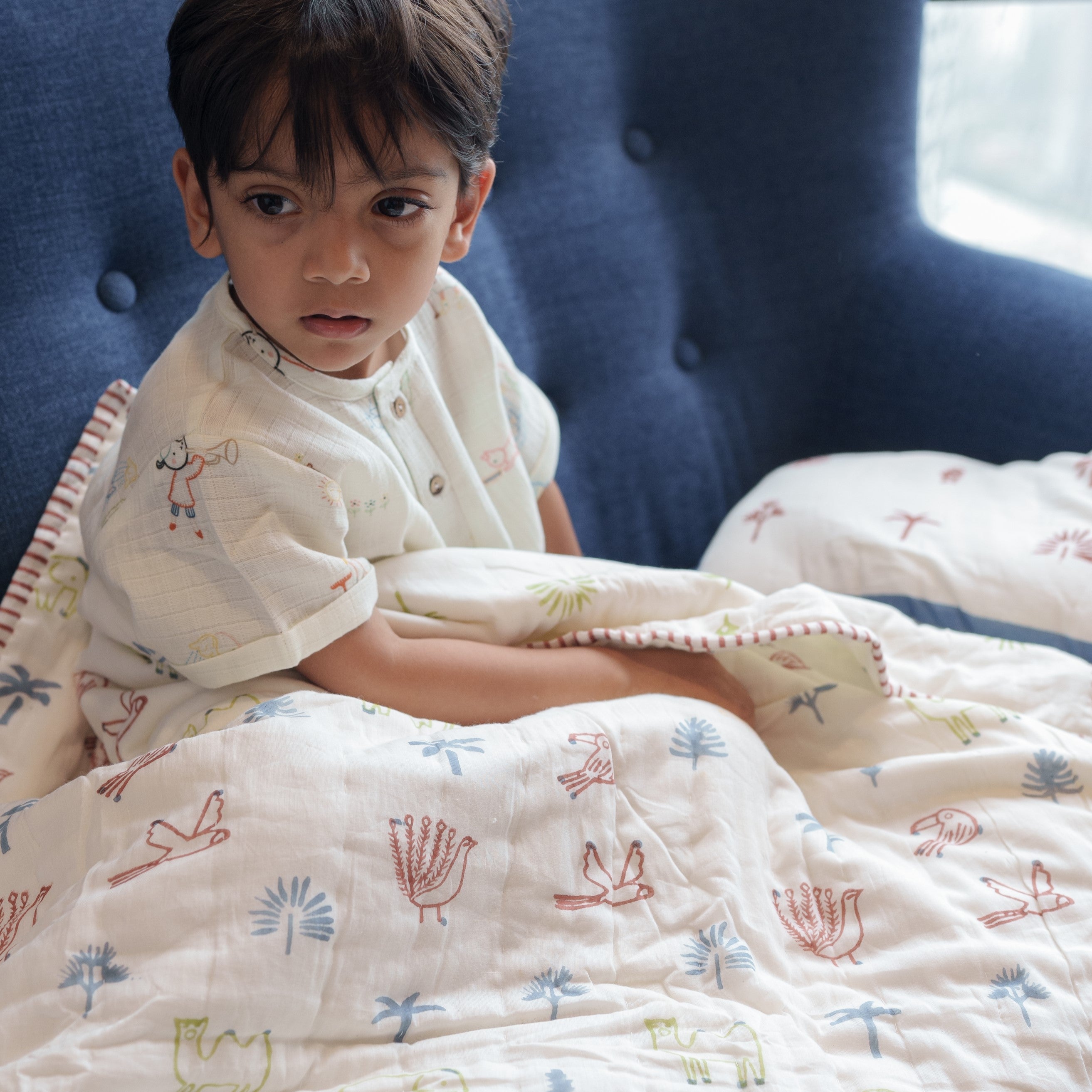 Reversible Mulmul Quilt | Hand-Block Printed