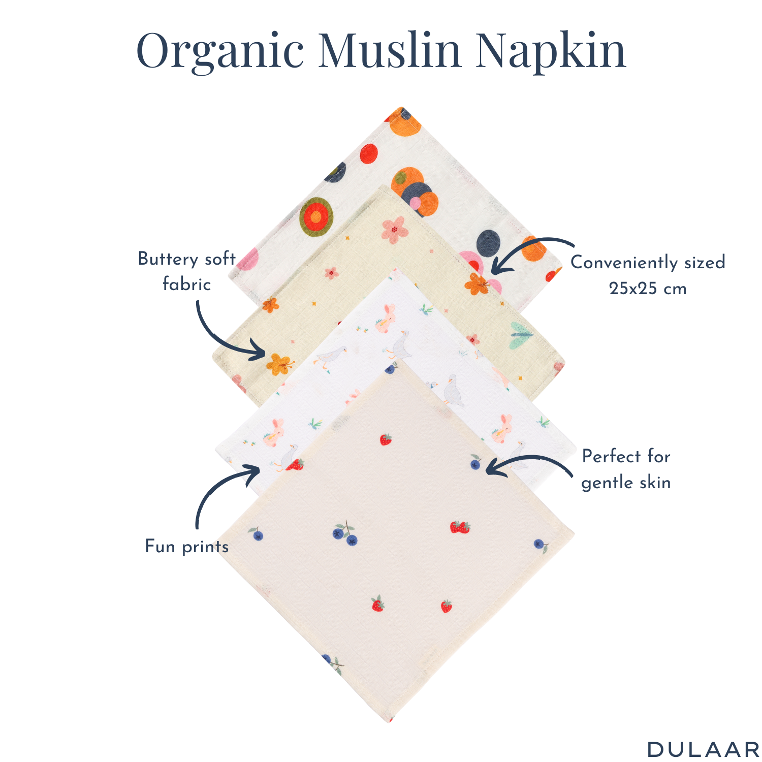 Organic Muslin Face Napkin (Set of 4)