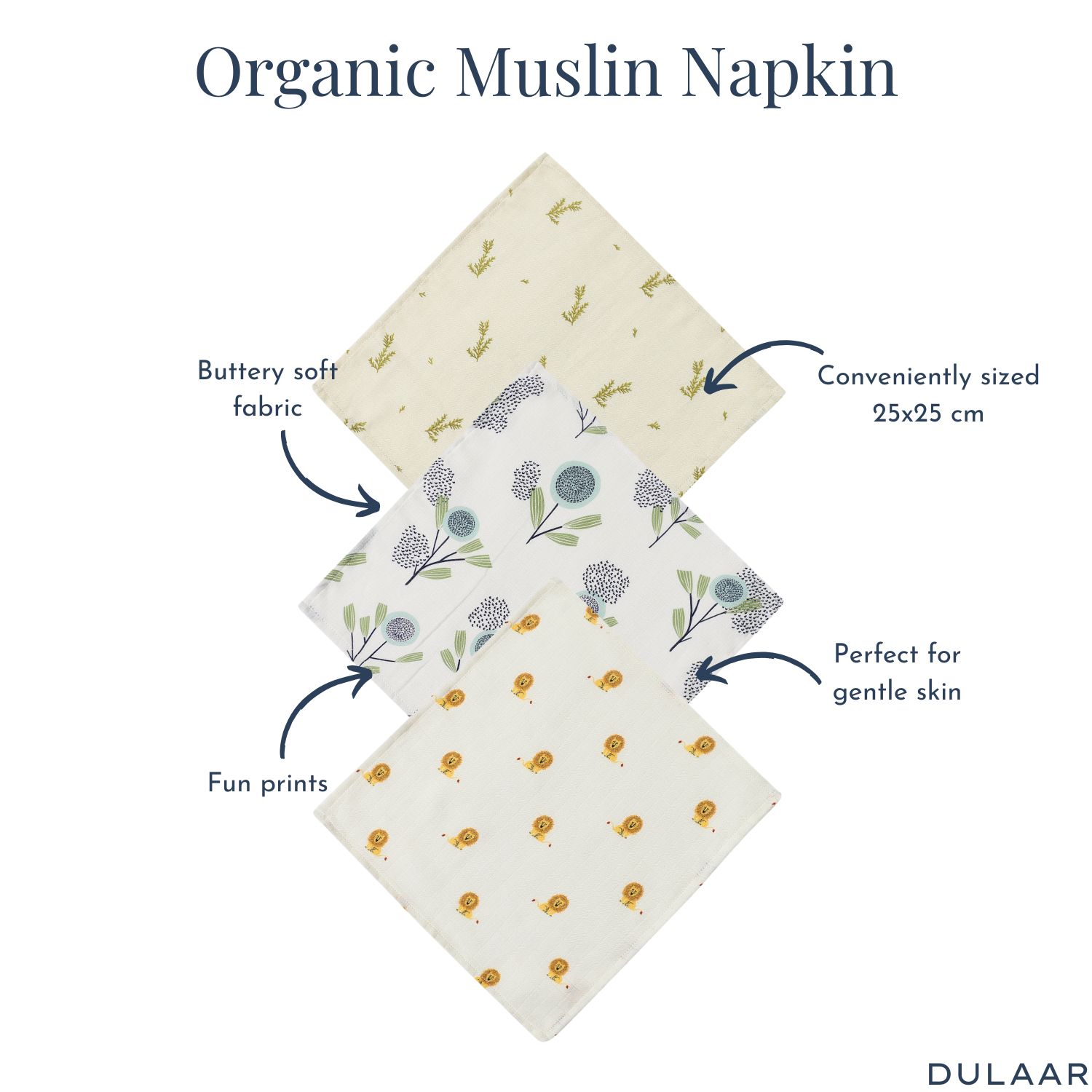 Organic Muslin Face Napkin (Set of 3)