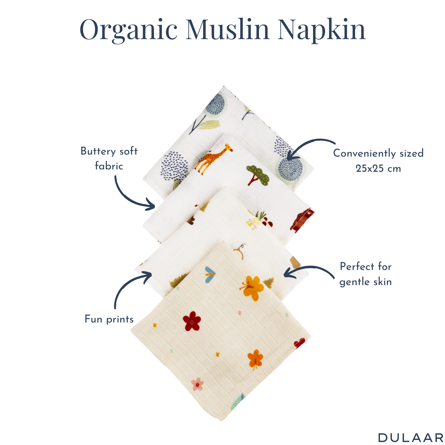 Organic Muslin Face Napkin (Set of 4)