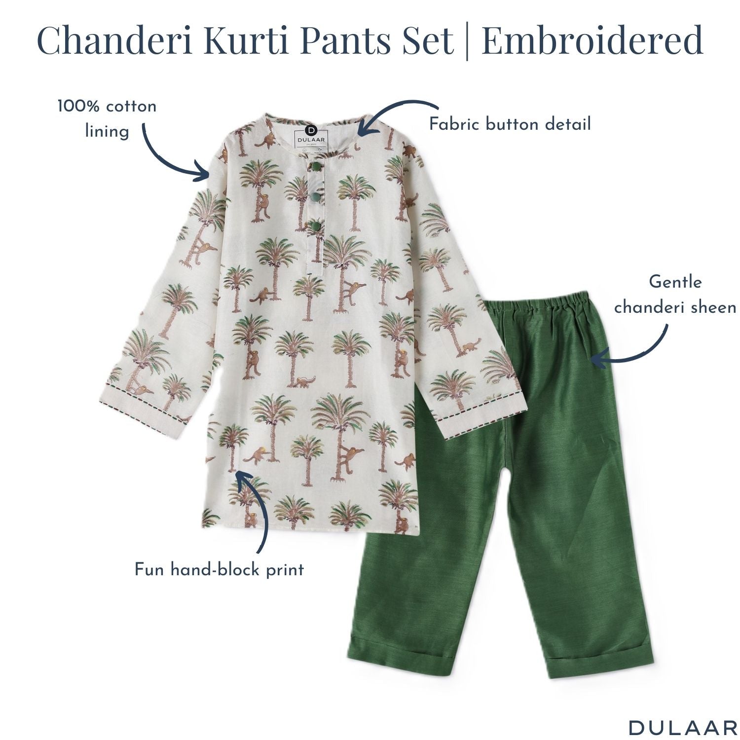 Chanderi Kurta Pyjama Set | Hand-Block Printed